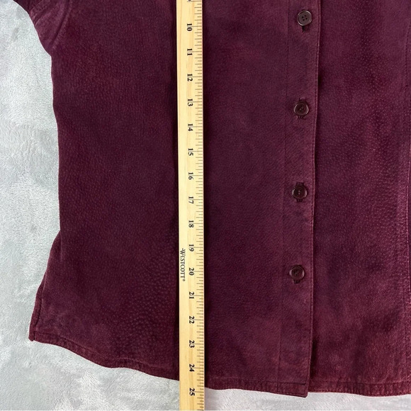 A.M.I Suede Jacket Leather Size Large Womens Purple Button Satin 70s Style - Picture 7 of 16